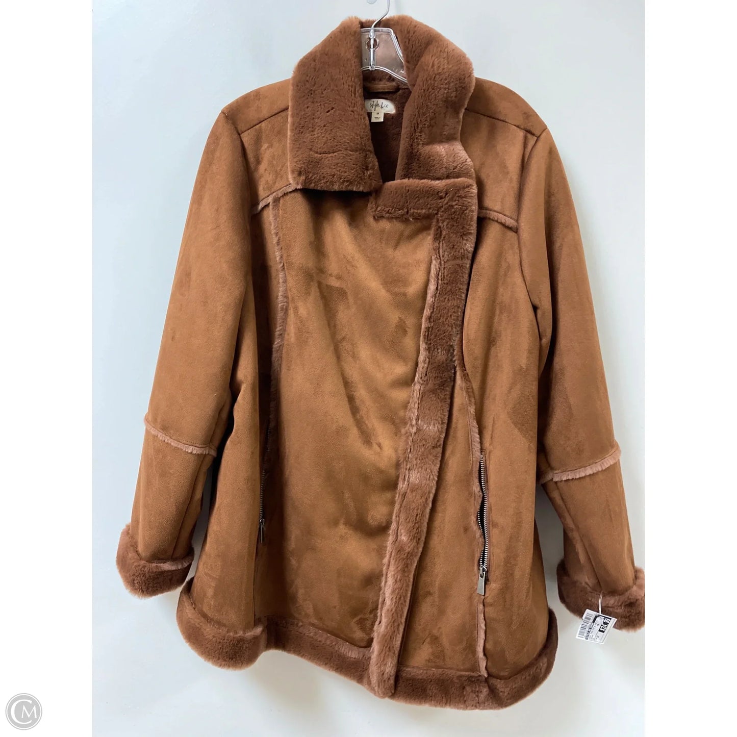 Coat Faux Fur & Sherpa By Style And Company In Brown, Size: 2x