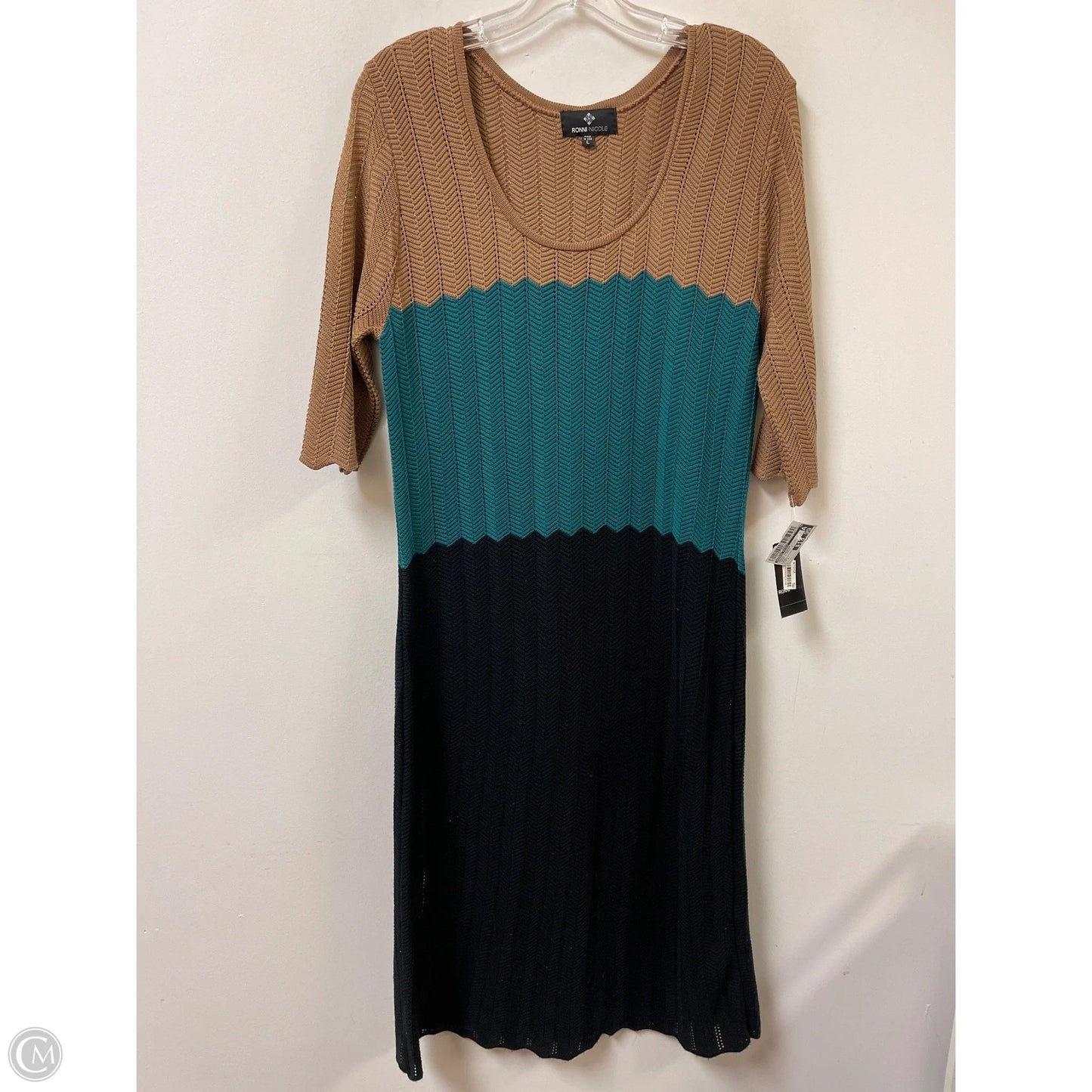 Dress Sweater By Ronnie Nicole In Brown & Green, Size: L