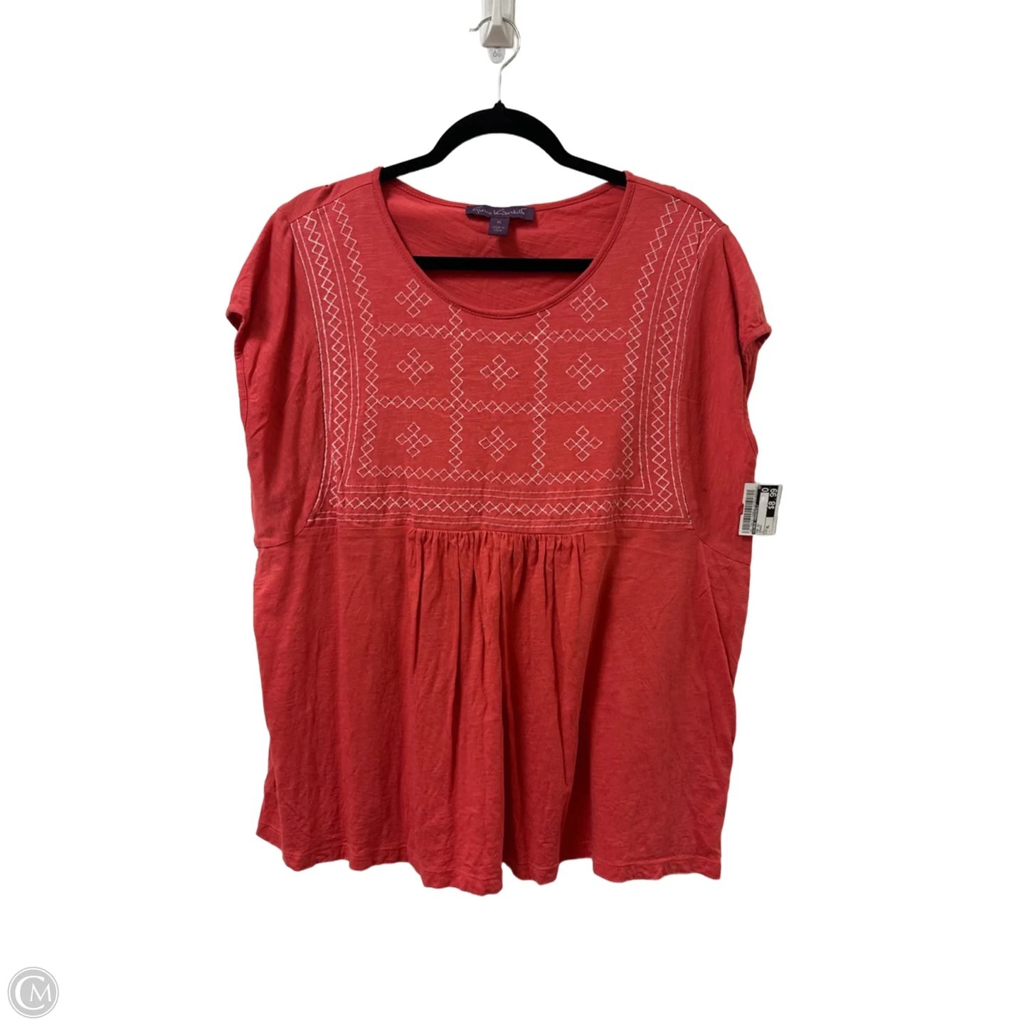 Top Short Sleeve By Gloria Vanderbilt In Orange, Size: Xl