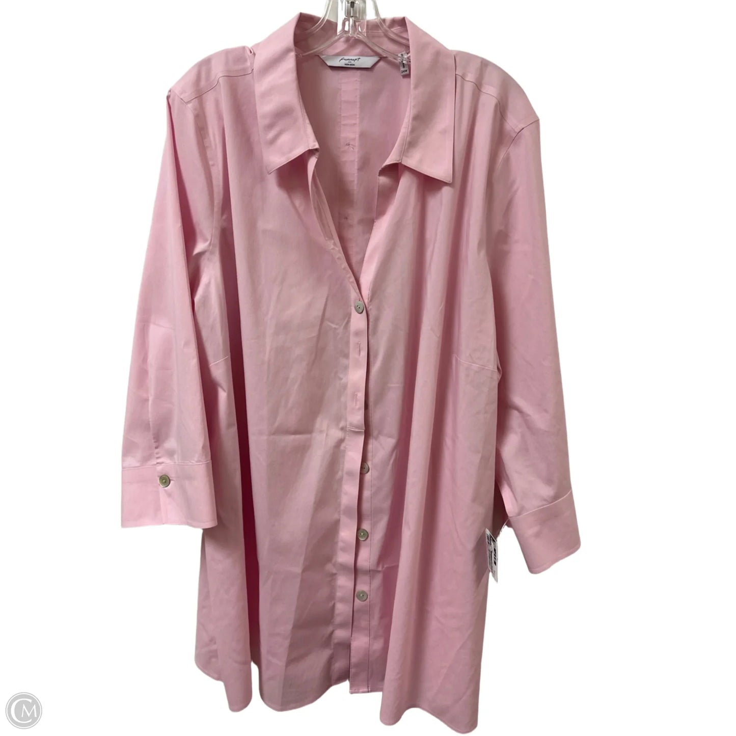 Blouse Long Sleeve By Foxcroft In Pink, Size: 3x