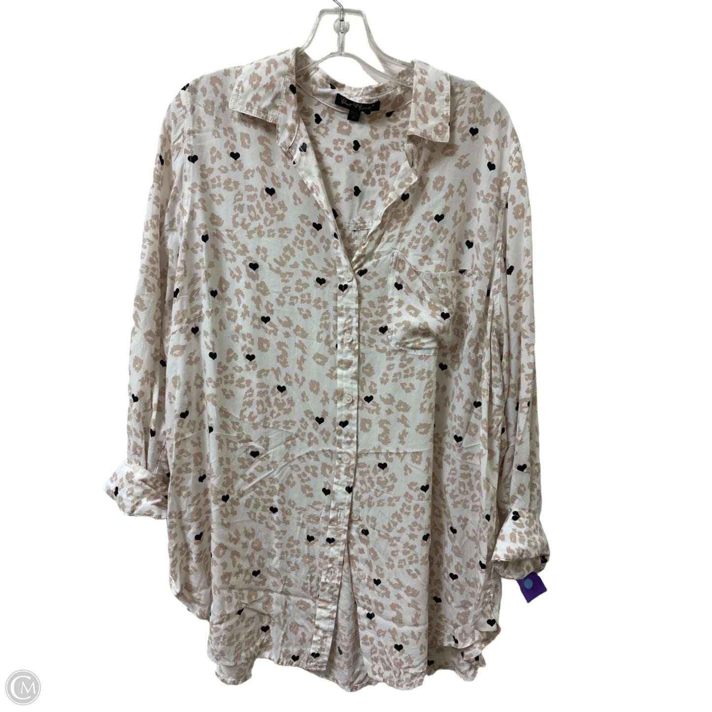 Blouse Long Sleeve By Velvet Heart In Cream, Size: 1x