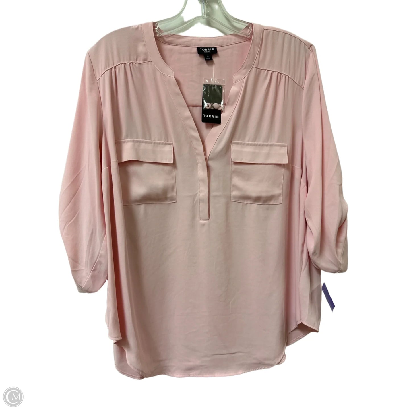 Blouse Long Sleeve By Torrid In Pink, Size: M