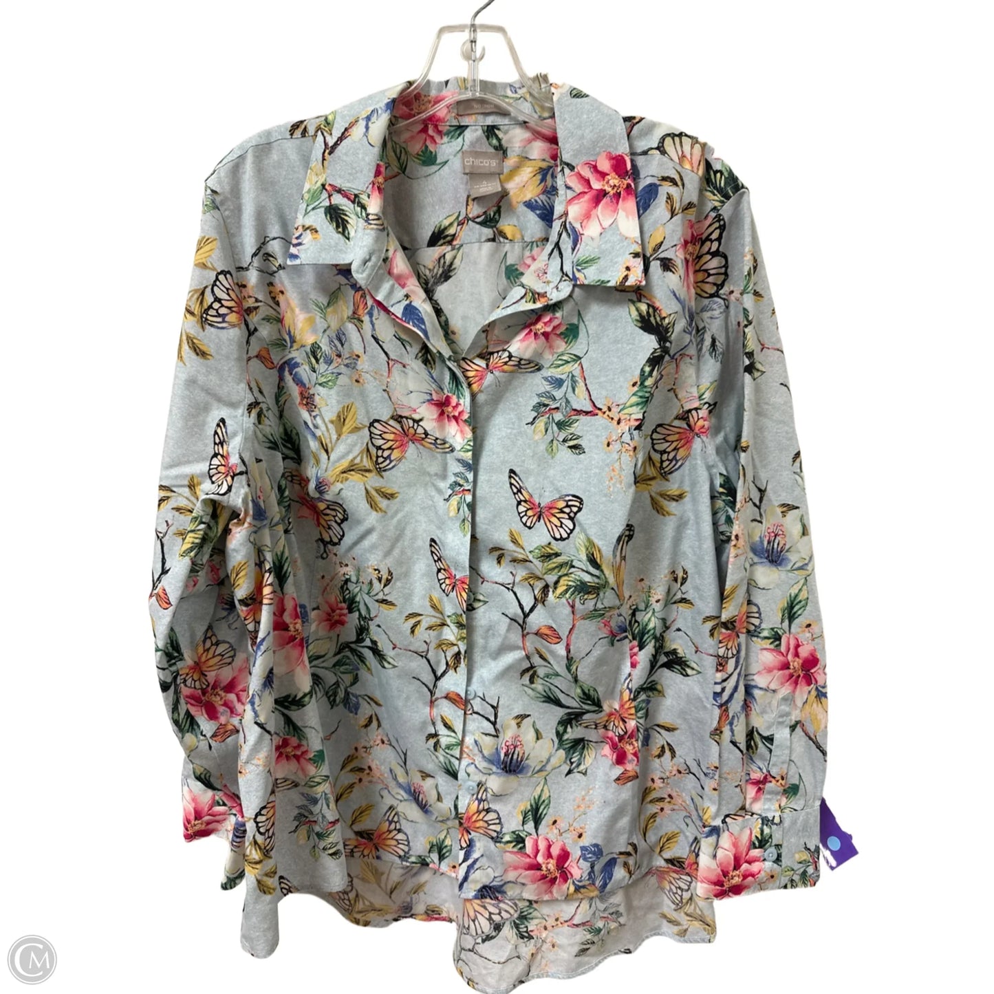 Top Long Sleeve By Chicos In Floral Print, Size: 2x