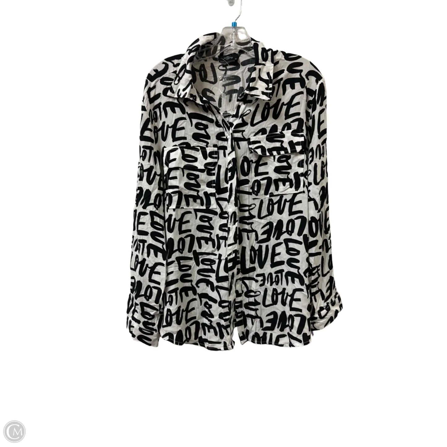 Blouse Long Sleeve By Clothes Mentor In Black & White, Size: 3x