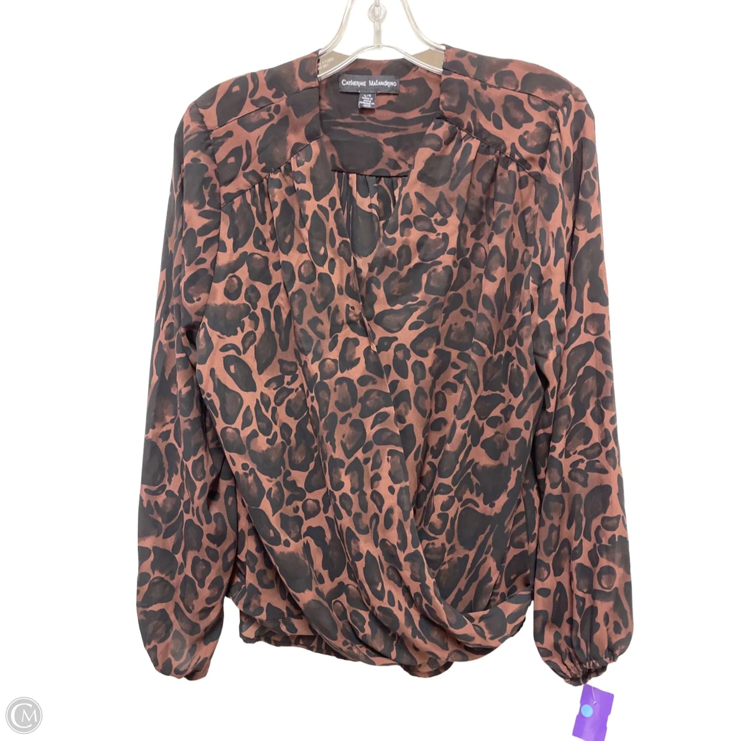 Top Long Sleeve By Catherine Malandrino In Black & Blue, Size: L
