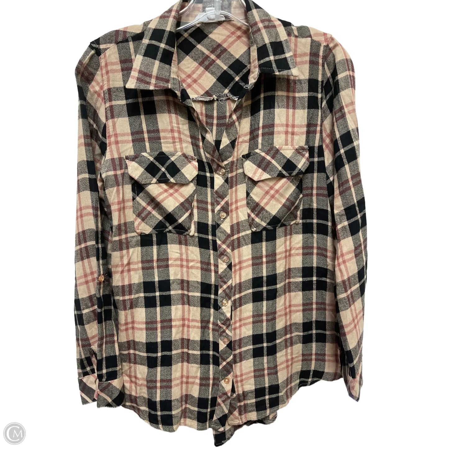 Blouse Long Sleeve By Blu Pepper In Brown, Size: S