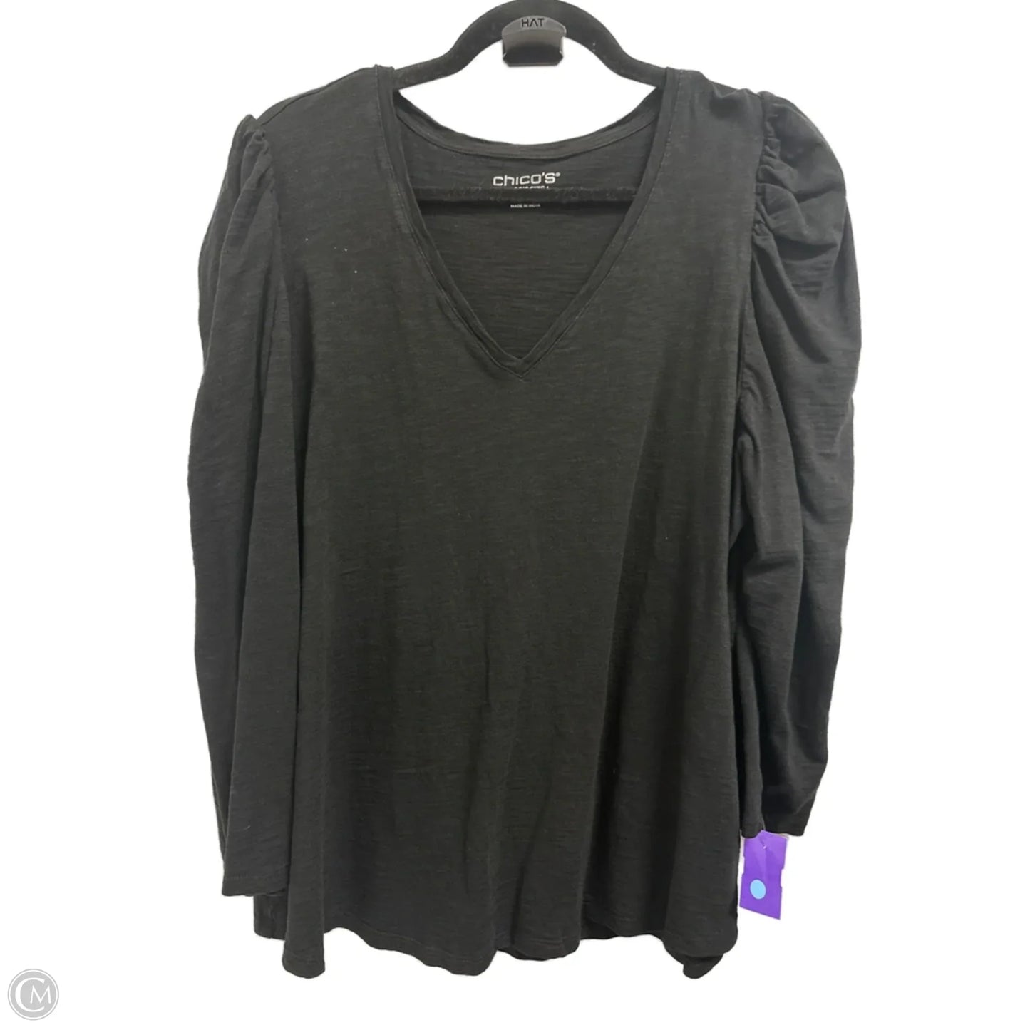 Top Long Sleeve By Chicos In Black, Size: 1x
