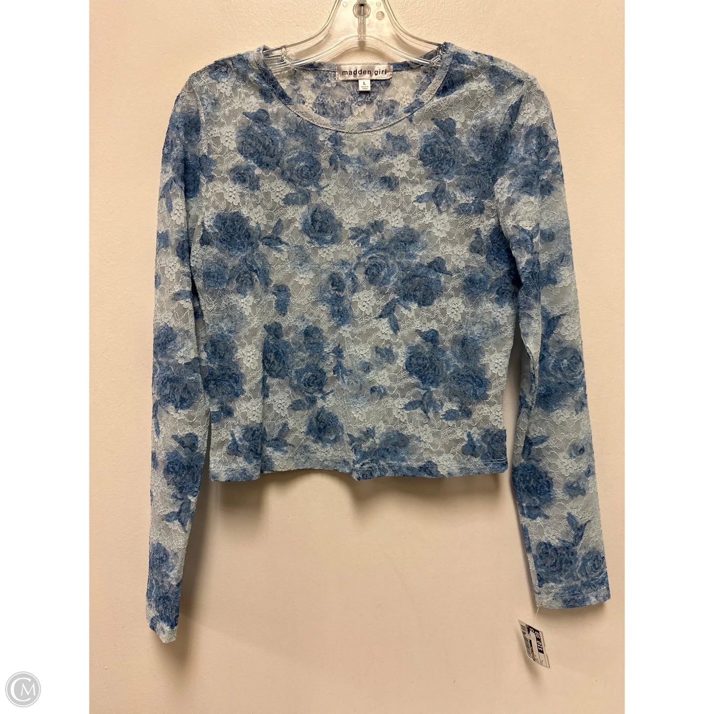 Top Long Sleeve By Madden Girl In Blue, Size: L