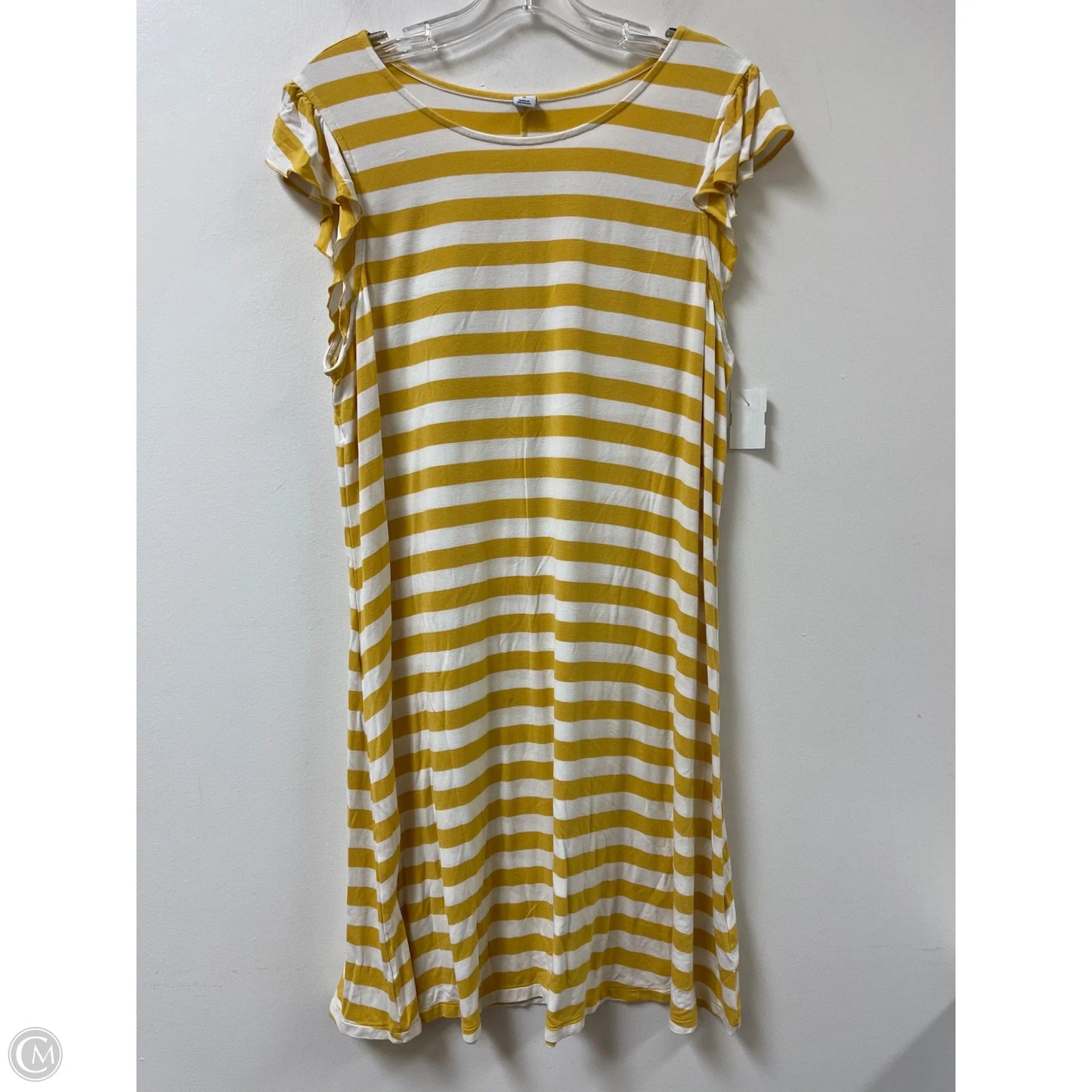 Dress Casual Midi By Old Navy In White & Yellow, Size: Xl