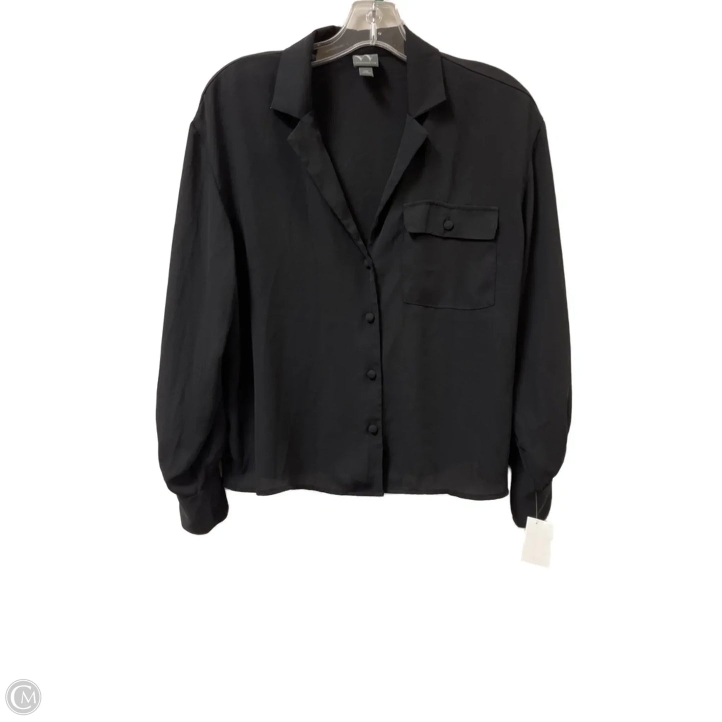 Blouse Long Sleeve By Worthington In Black, Size: Mp