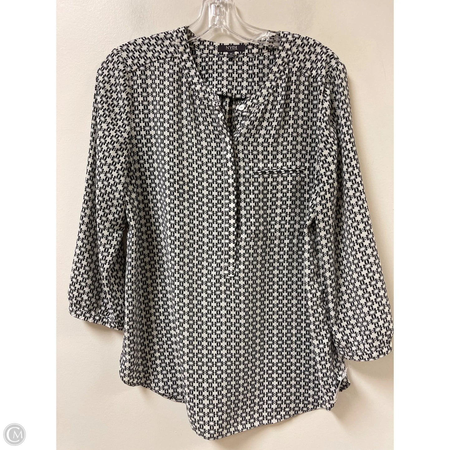 Blouse Long Sleeve By Not Your Daughters Jeans In Black & White, Size: M