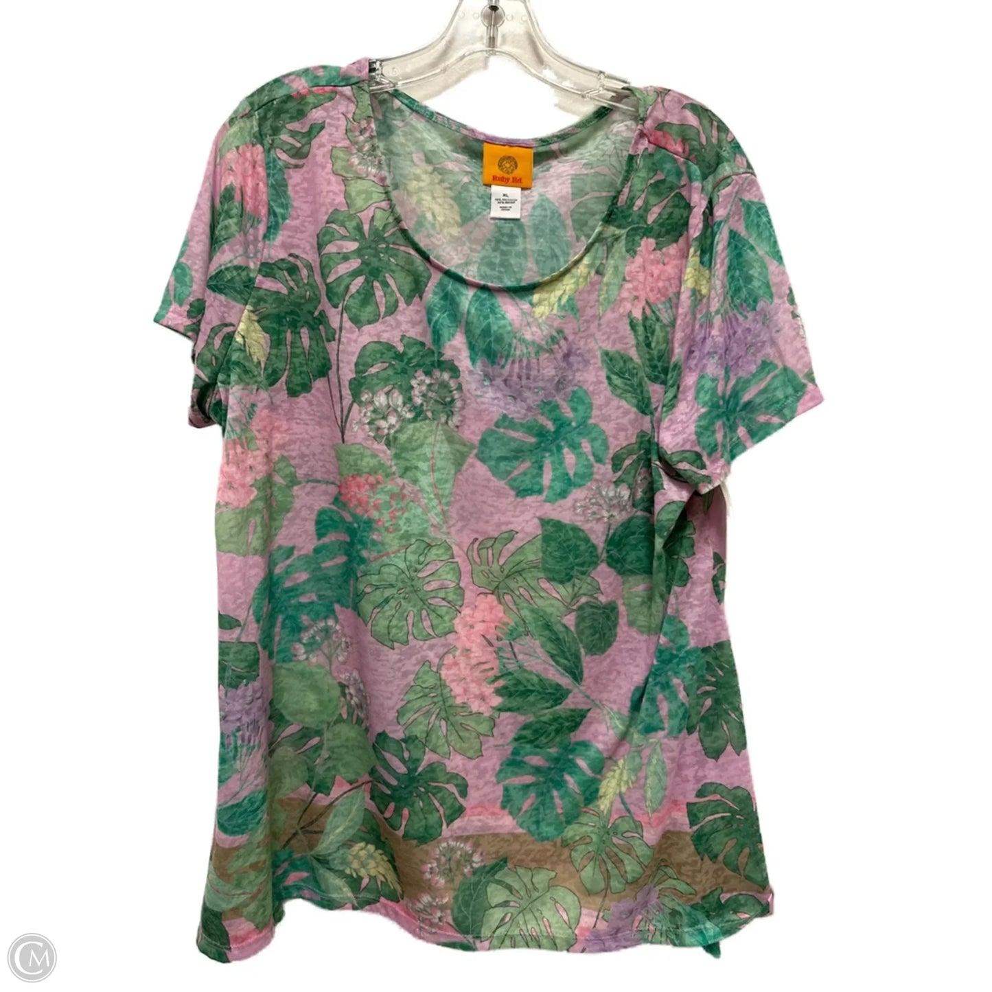 Top Short Sleeve By Ruby Rd In Green & Purple, Size: Xl