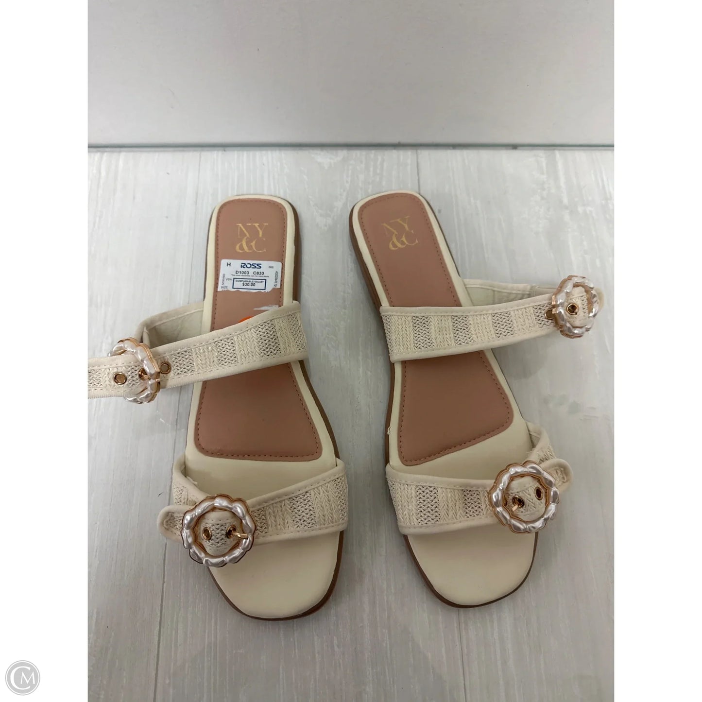 Sandals Flats By New York And Co In Cream, Size: 11