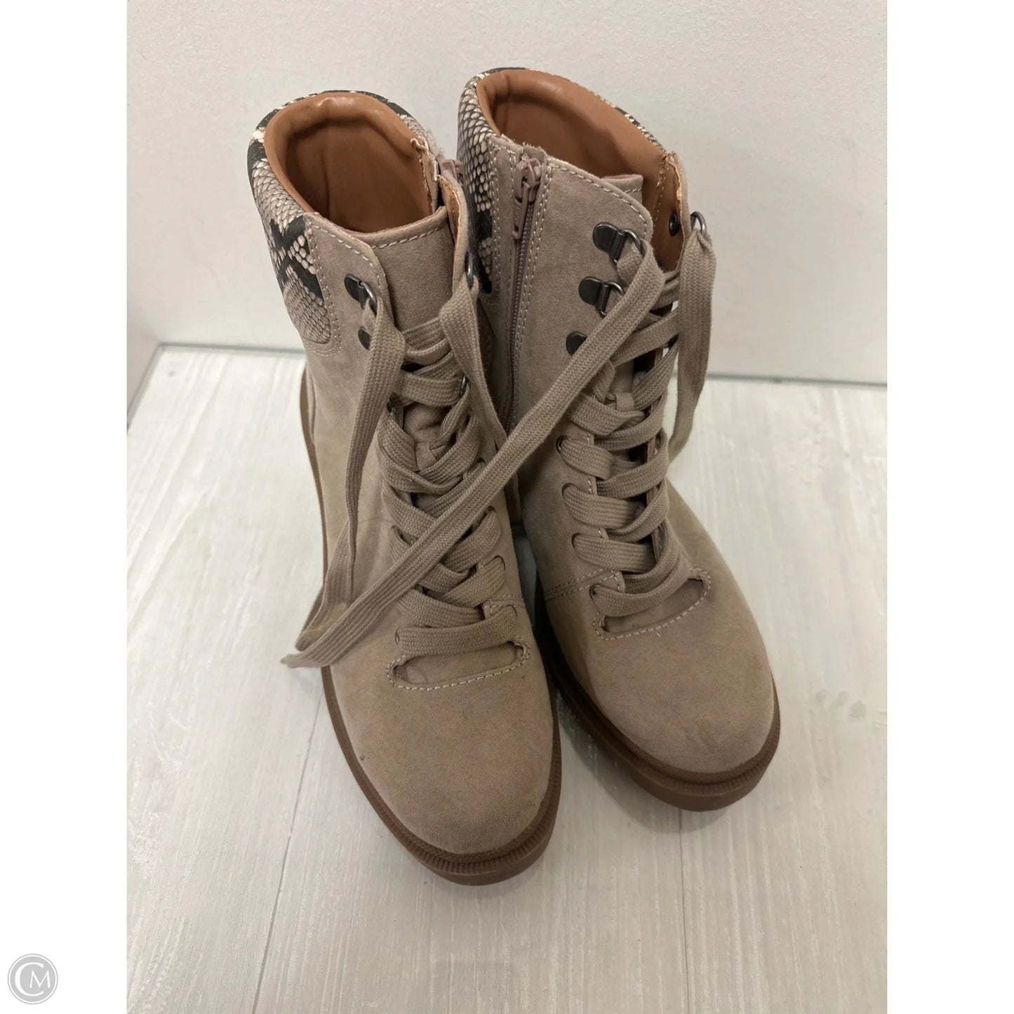 Boots Ankle Heels By Universal Thread In Snakeskin Print, Size: 10