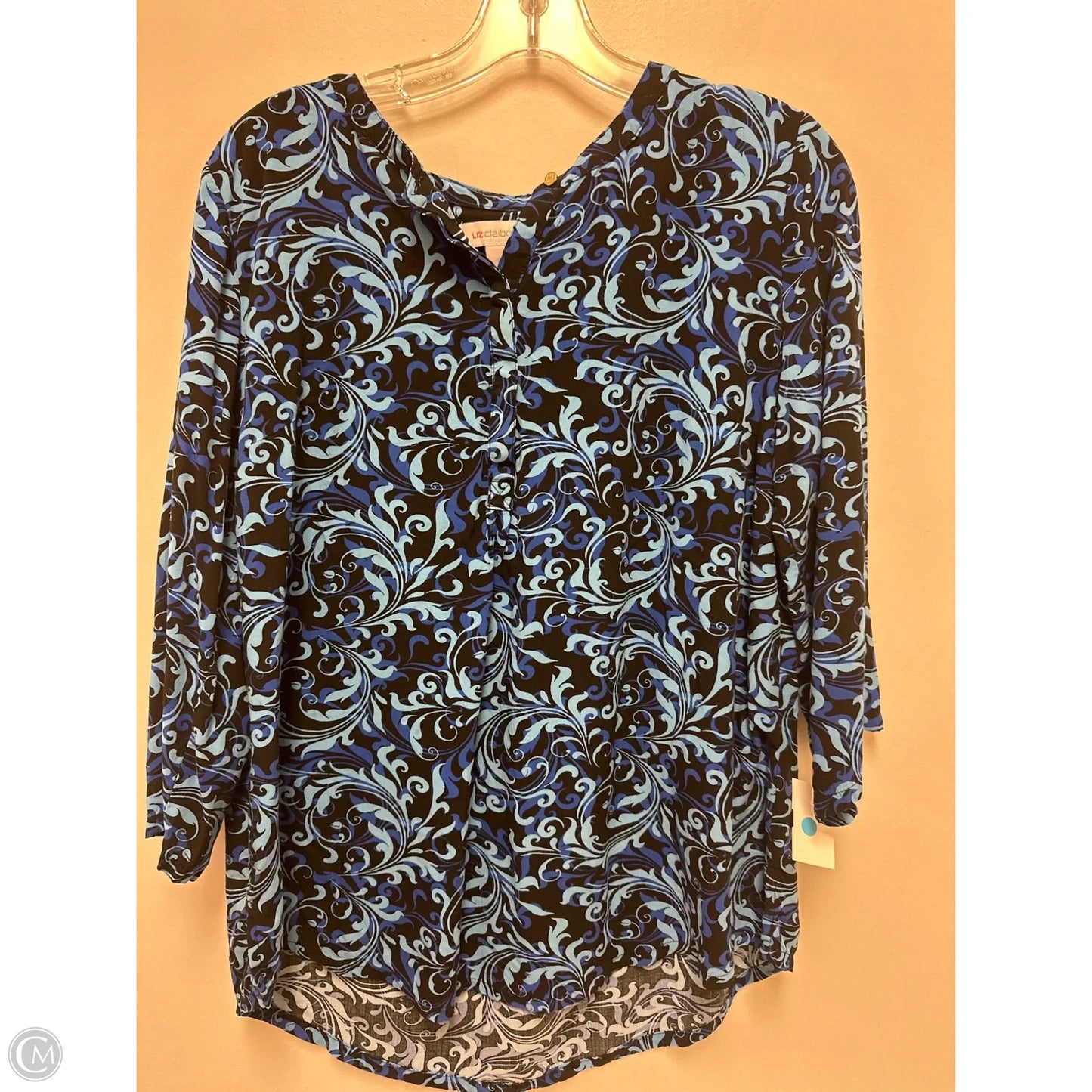 Top Long Sleeve By Liz Claiborne In Blue, Size: L