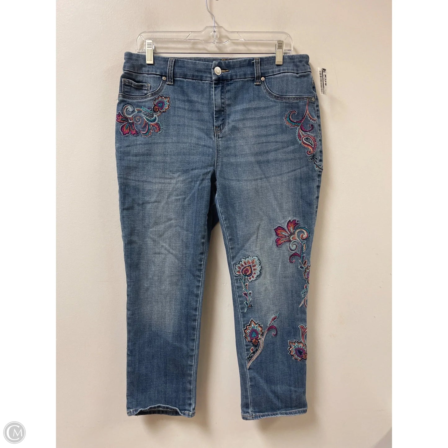 Jeans Cropped By Chicos In Blue Denim, Size: 2p