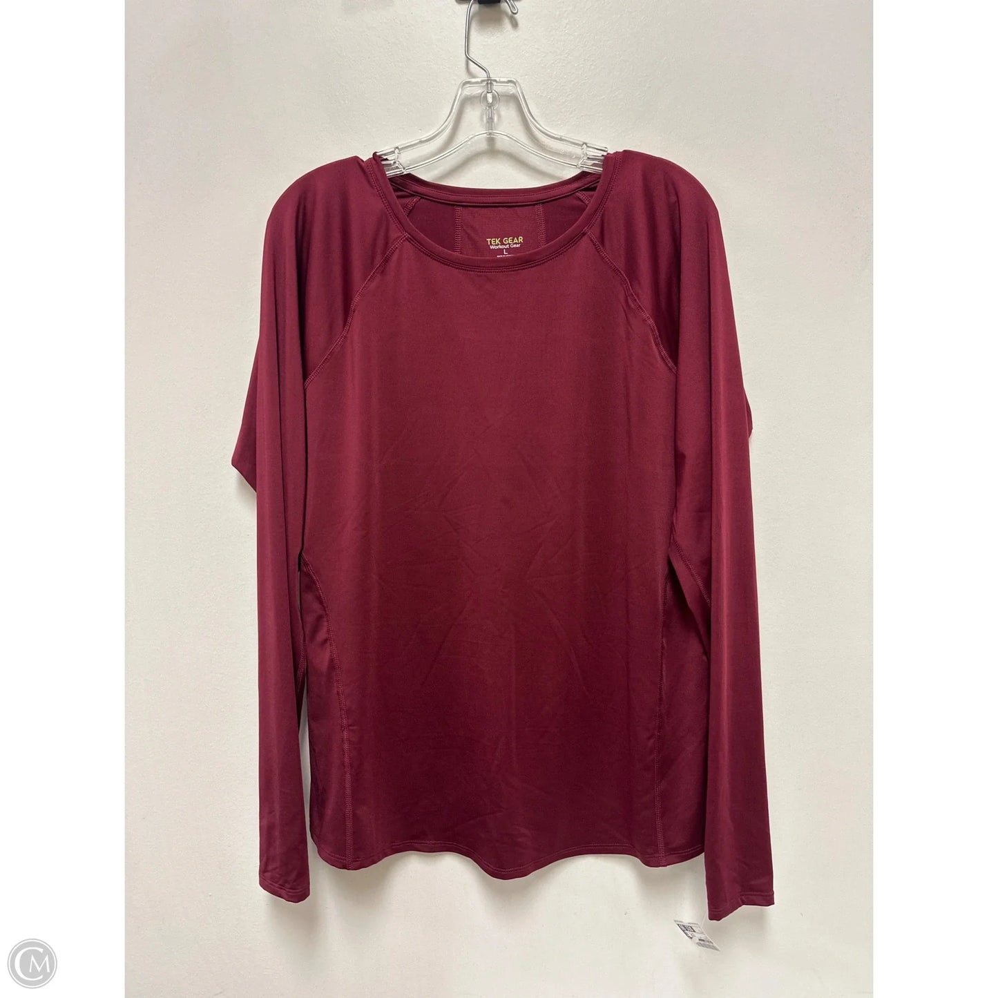 Athletic Top Long Sleeve Collar By Tek Gear In Red, Size: L