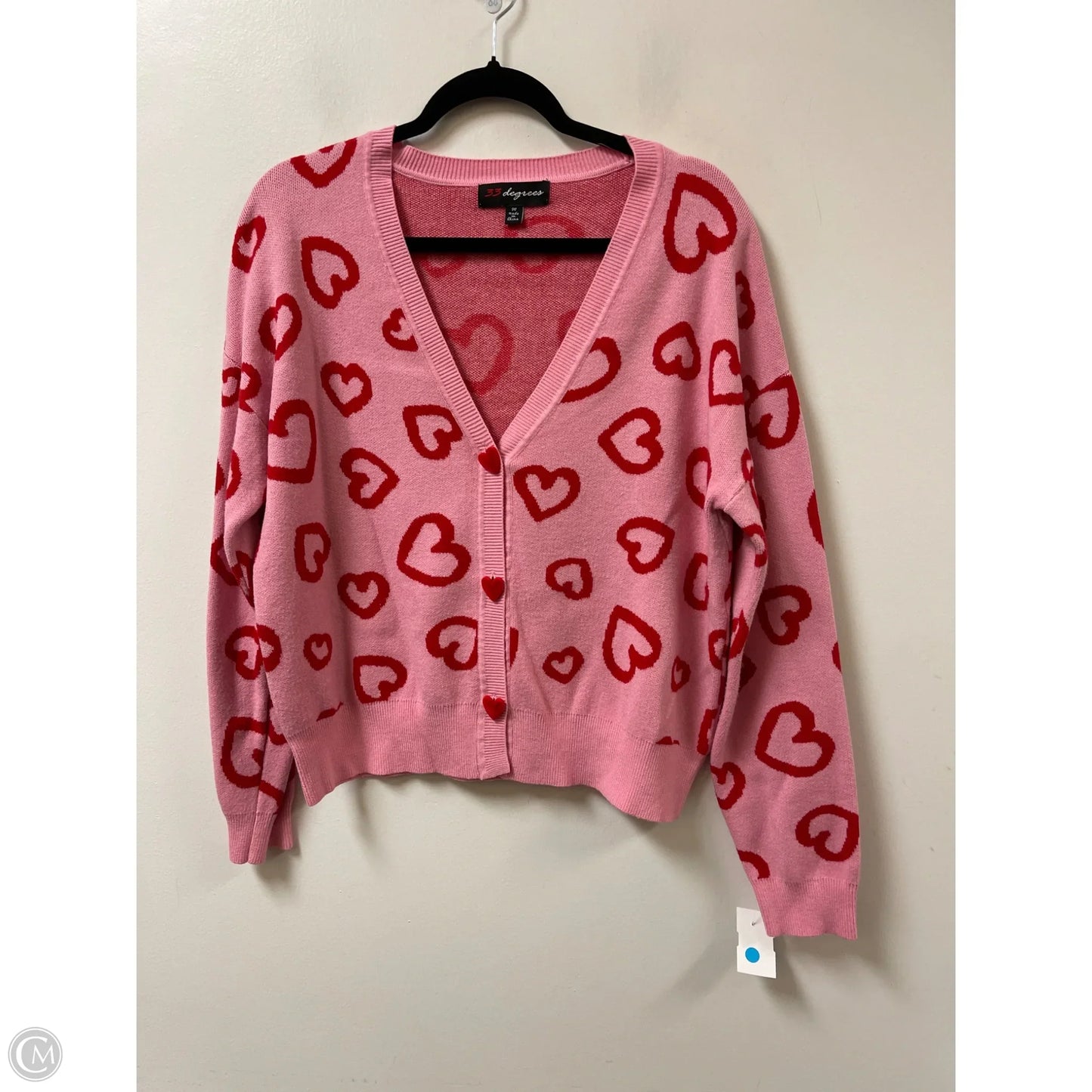 Cardigan By Clothes Mentor In Pink & Red, Size: M