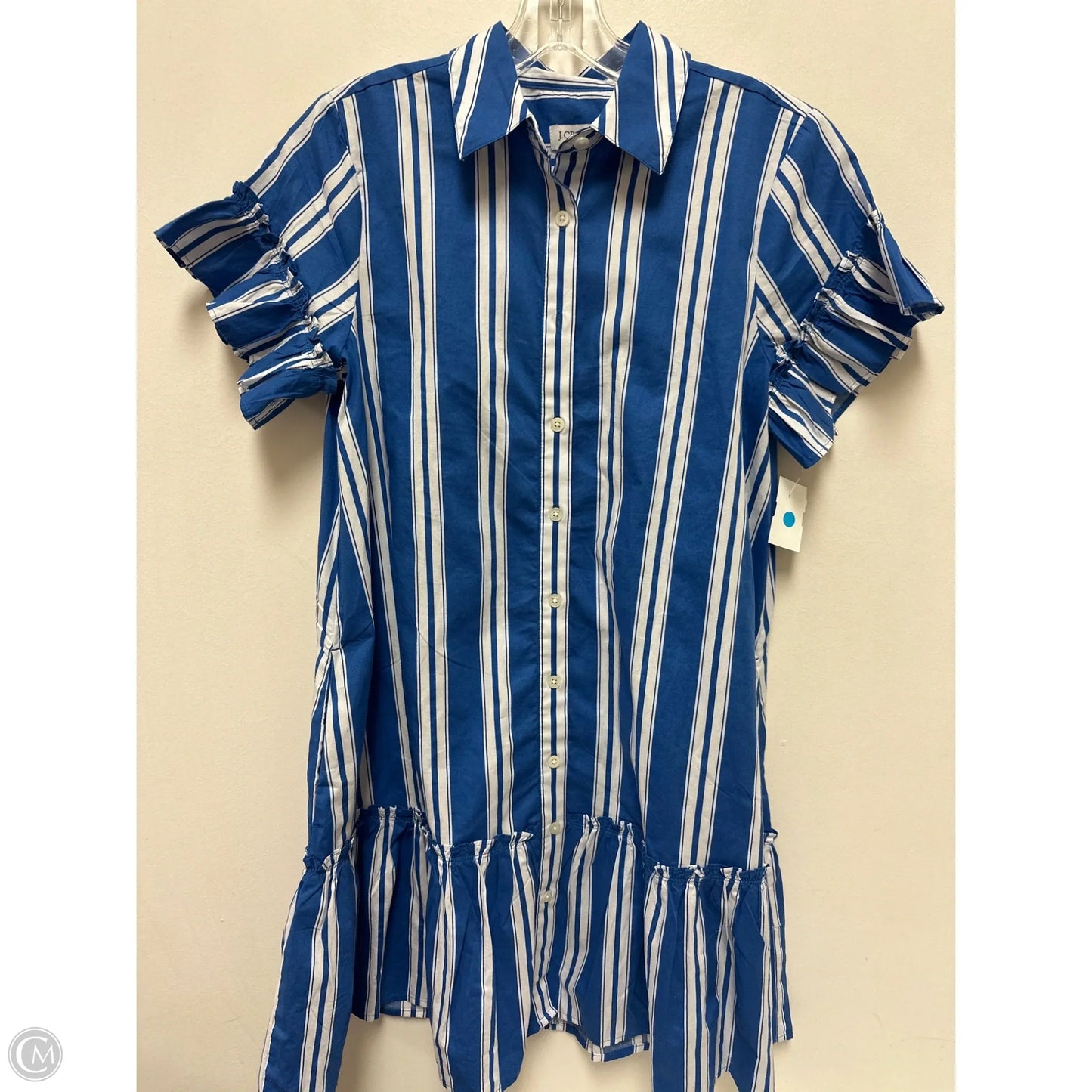 Dress Casual Midi By J. Crew In Blue & White, Size: Xs