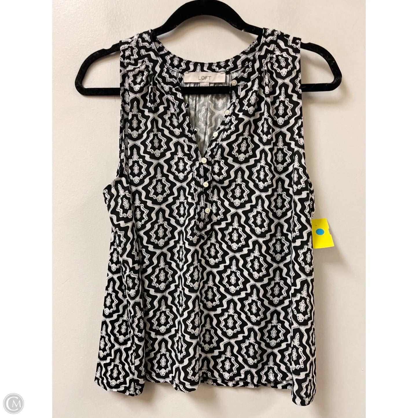 Top Sleeveless By Loft In Black & White, Size: M
