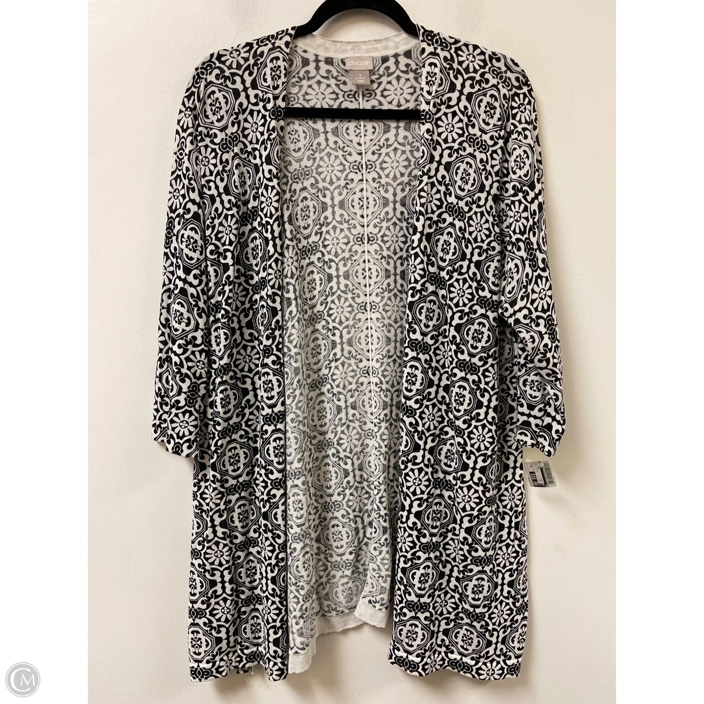 Cardigan By Chicos In Black & White, Size: Xl