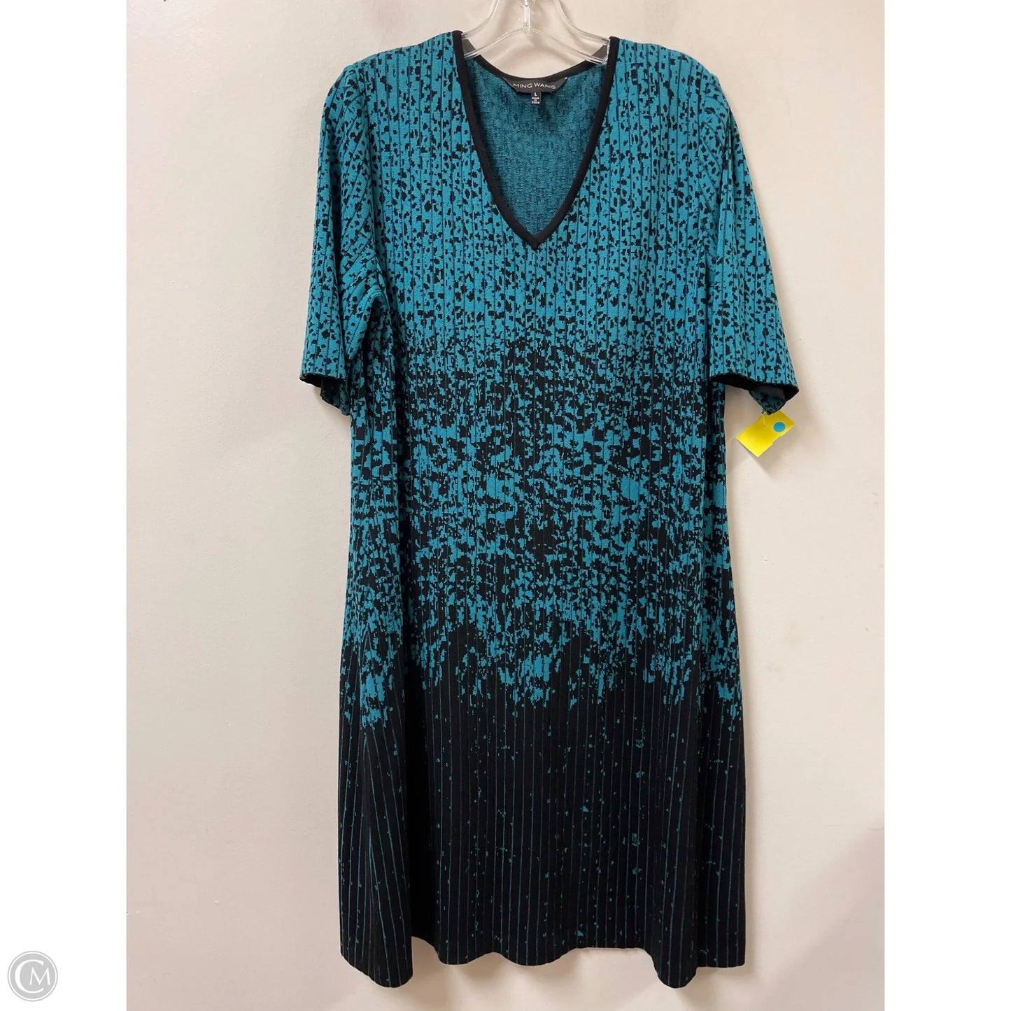 Dress Casual Midi By Ming Wang In Black & Blue, Size: L