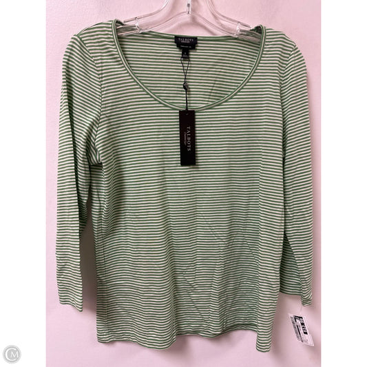 Top Long Sleeve By Talbots In Green & White, Size: S