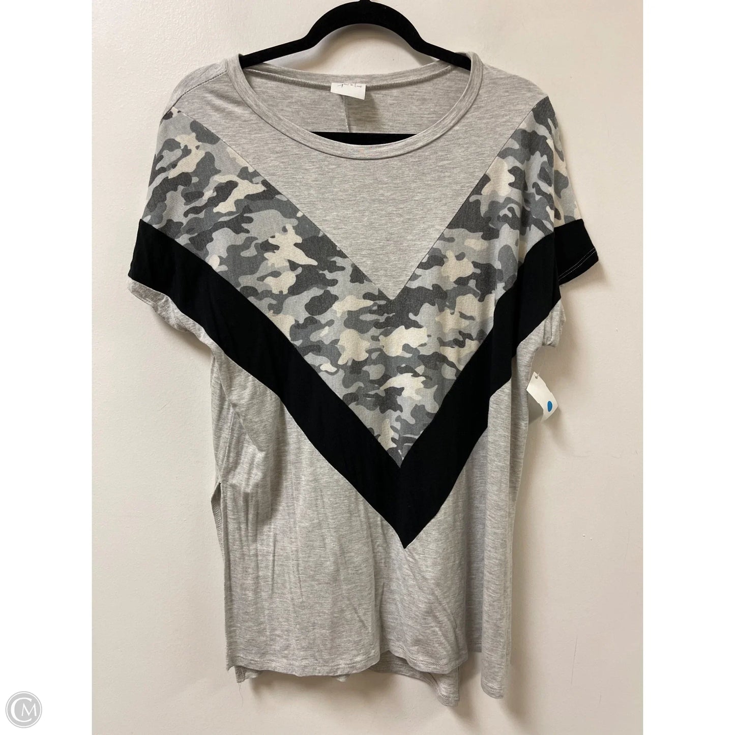 Top Short Sleeve By Sew In Love In Black & Grey, Size: M