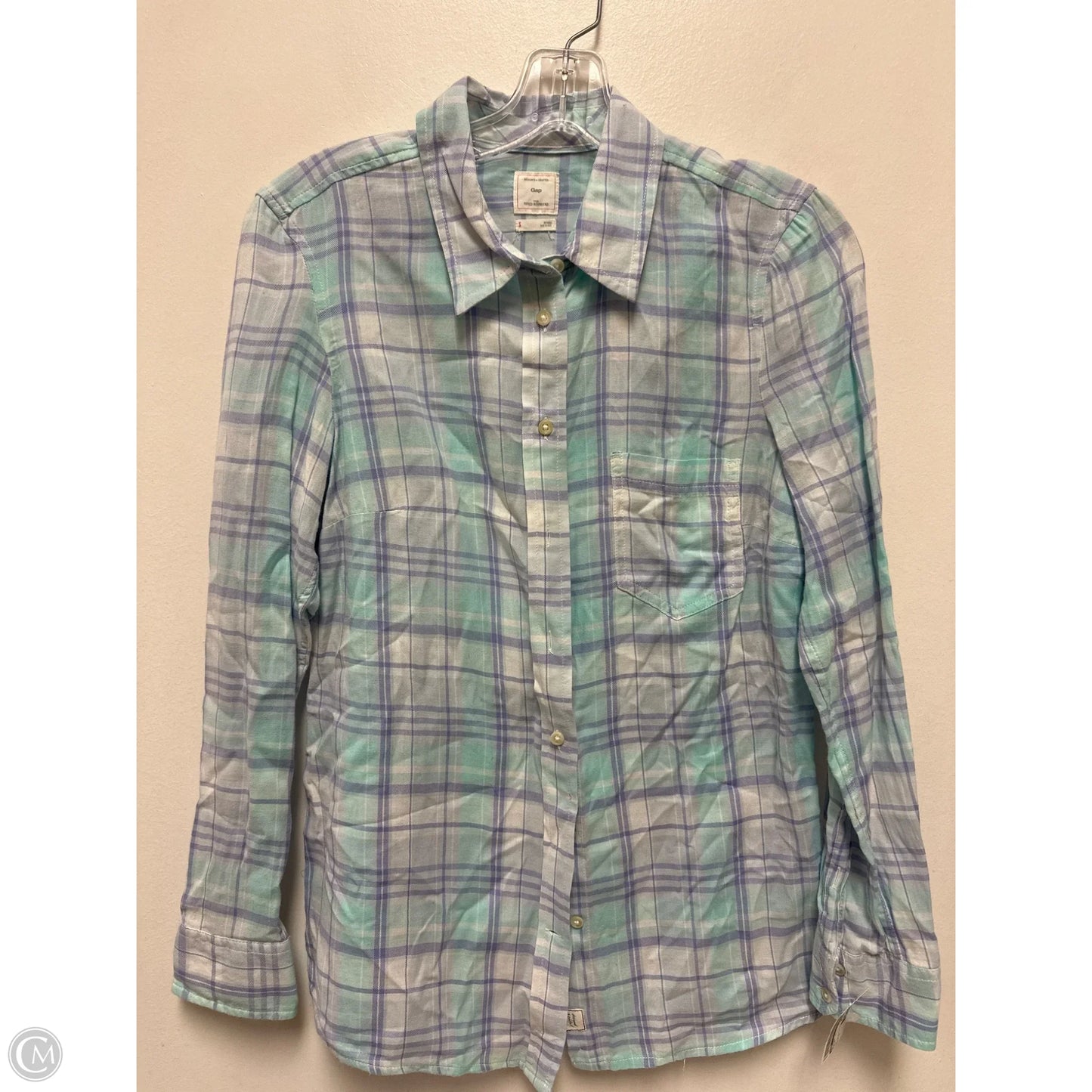 Blouse Long Sleeve By Gap In Blue, Size: S