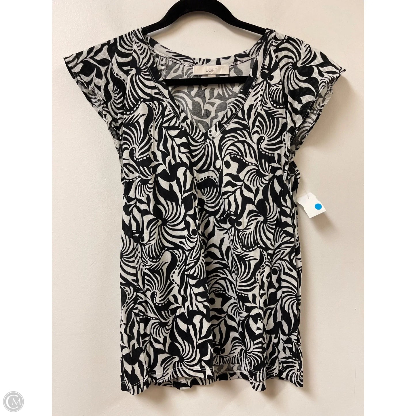 Top Short Sleeve By Loft In Black & White, Size: M