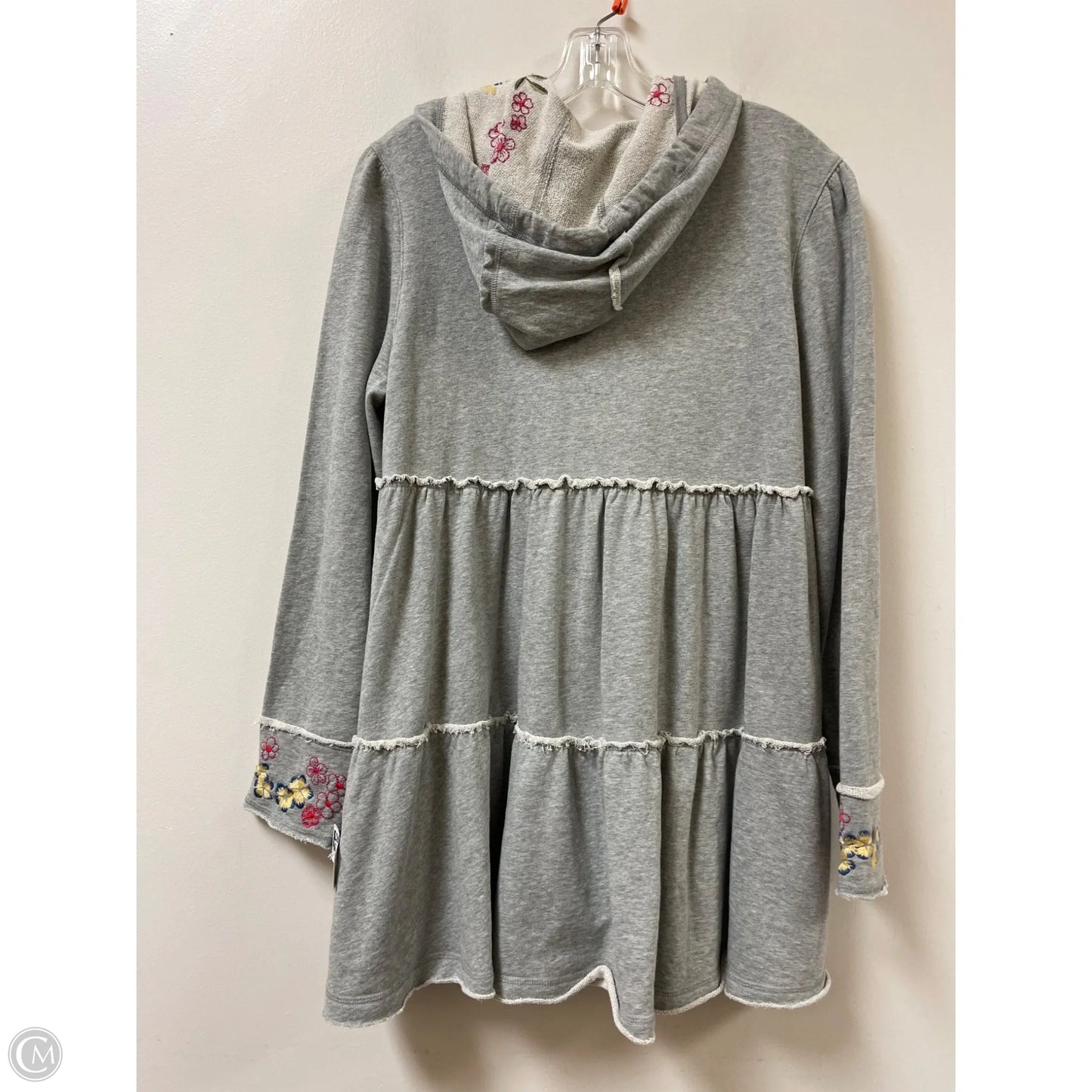 Sweater Cardigan By Johnny Was In Grey, Size: L