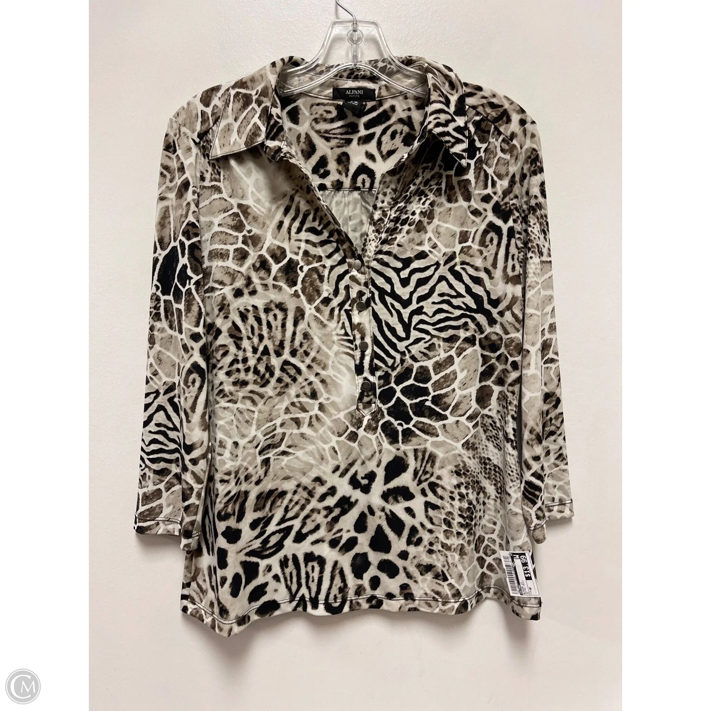 Blouse Long Sleeve By Alfani In Animal Print, Size: Mp