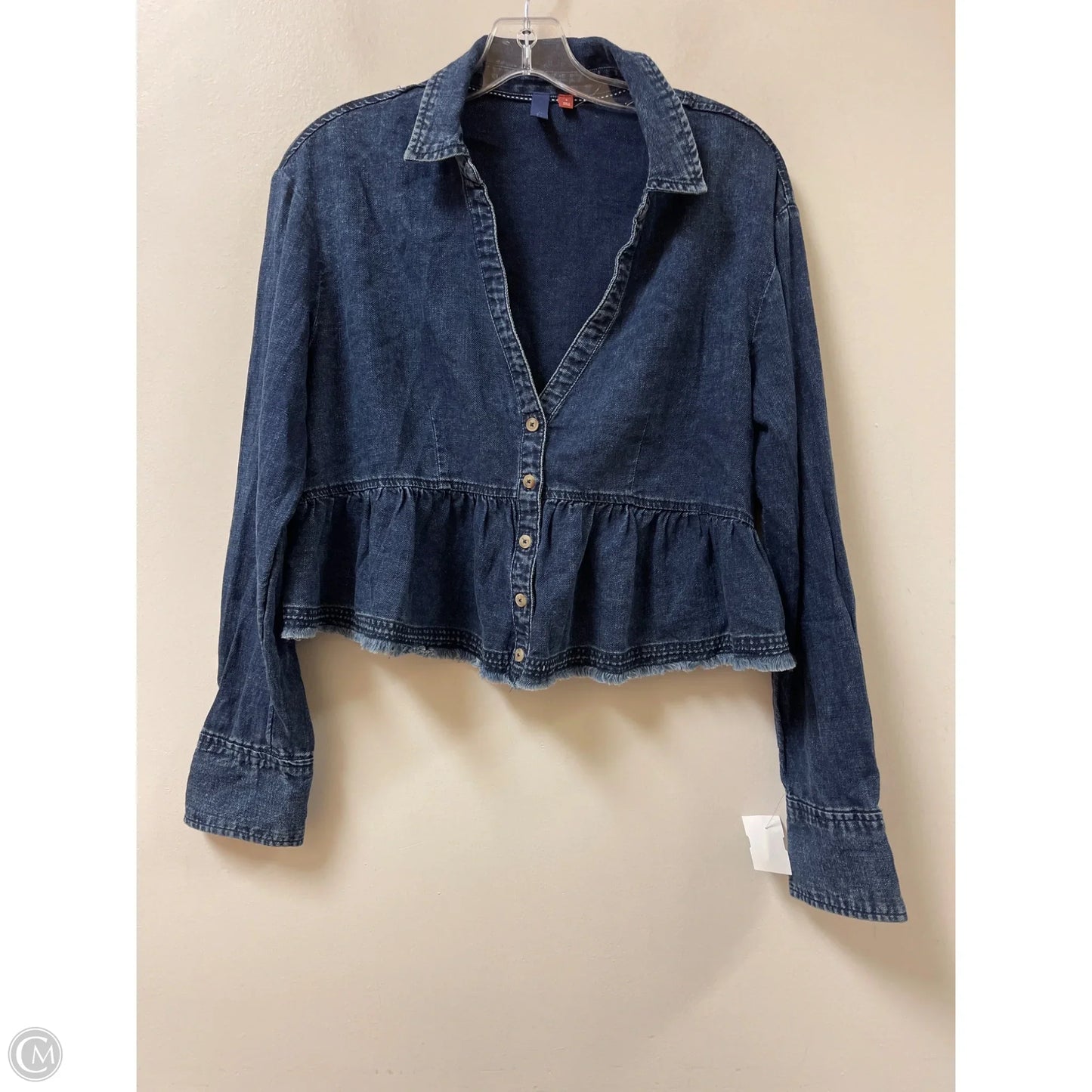 Blouse Long Sleeve By Pilcro In Blue Denim, Size: S