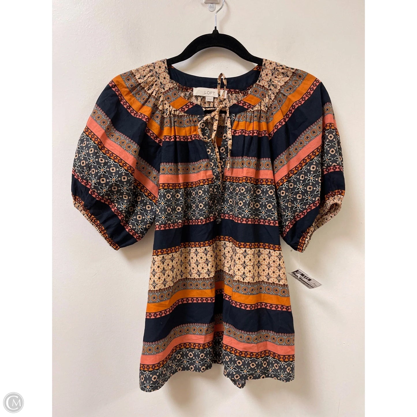 Top Short Sleeve By Loft In Blue & Orange, Size: Xs
