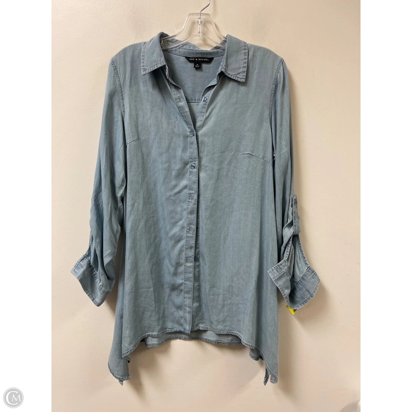 Blouse Long Sleeve By Zac And Rachel In Blue, Size: M