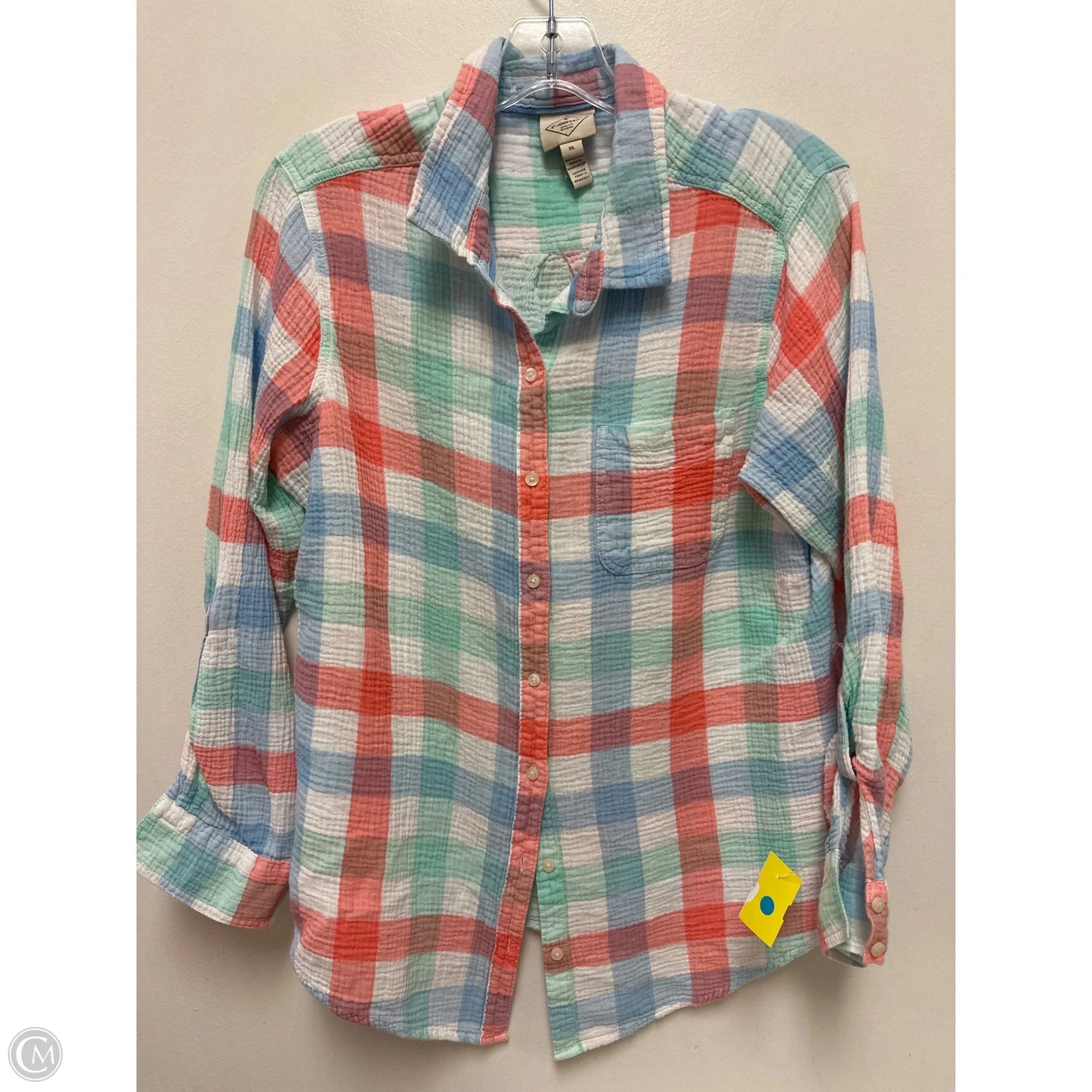 Top Long Sleeve By St Johns Bay In Plaid Pattern, Size: Xl