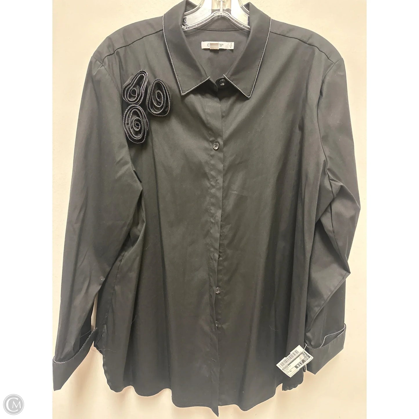 Blouse Long Sleeve By Chicos In Black, Size: Xl