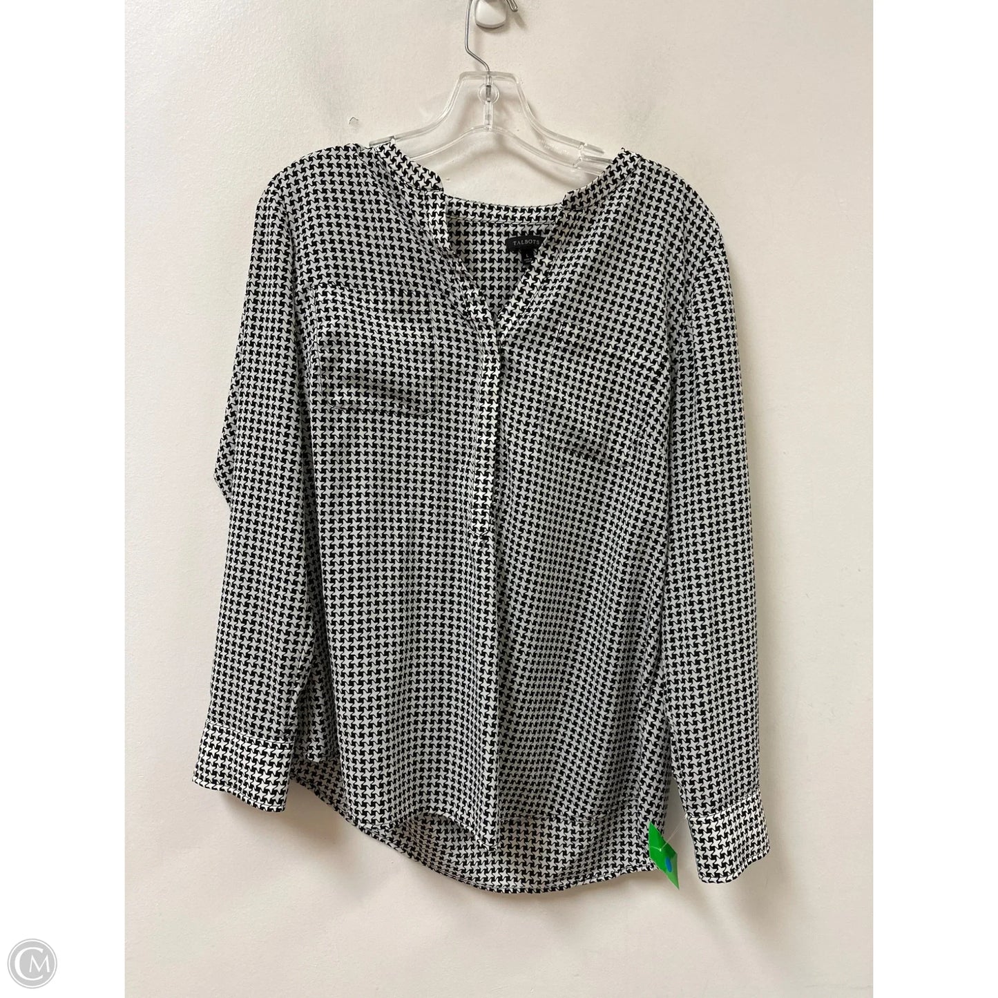 Top Long Sleeve By Talbots In Black & White, Size: L