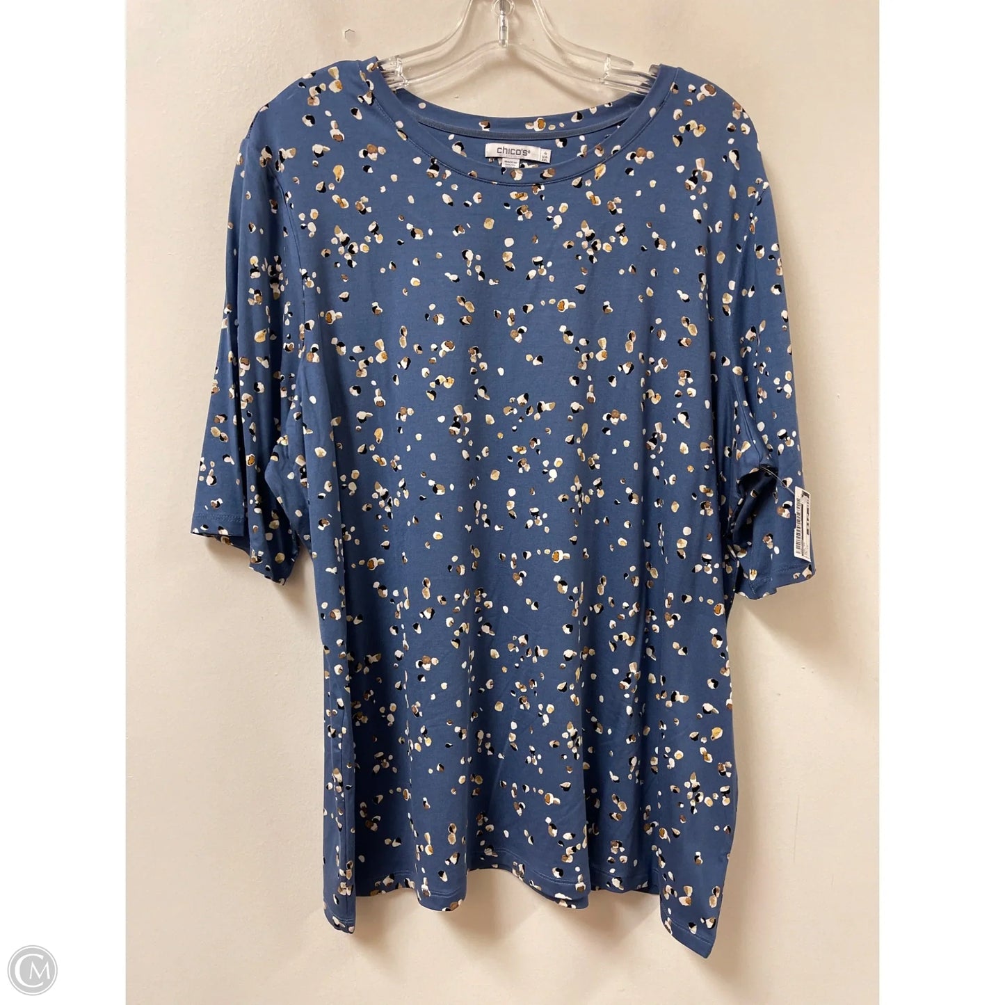 Top Short Sleeve By Chicos In Blue, Size: 1x