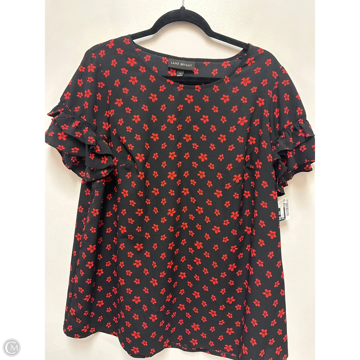 Top Short Sleeve By Lane Bryant In Black & Red, Size: L