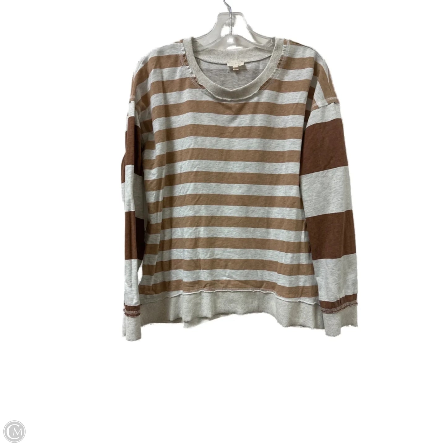 Top Long Sleeve By Hem & Thread In Brown & Grey, Size: L