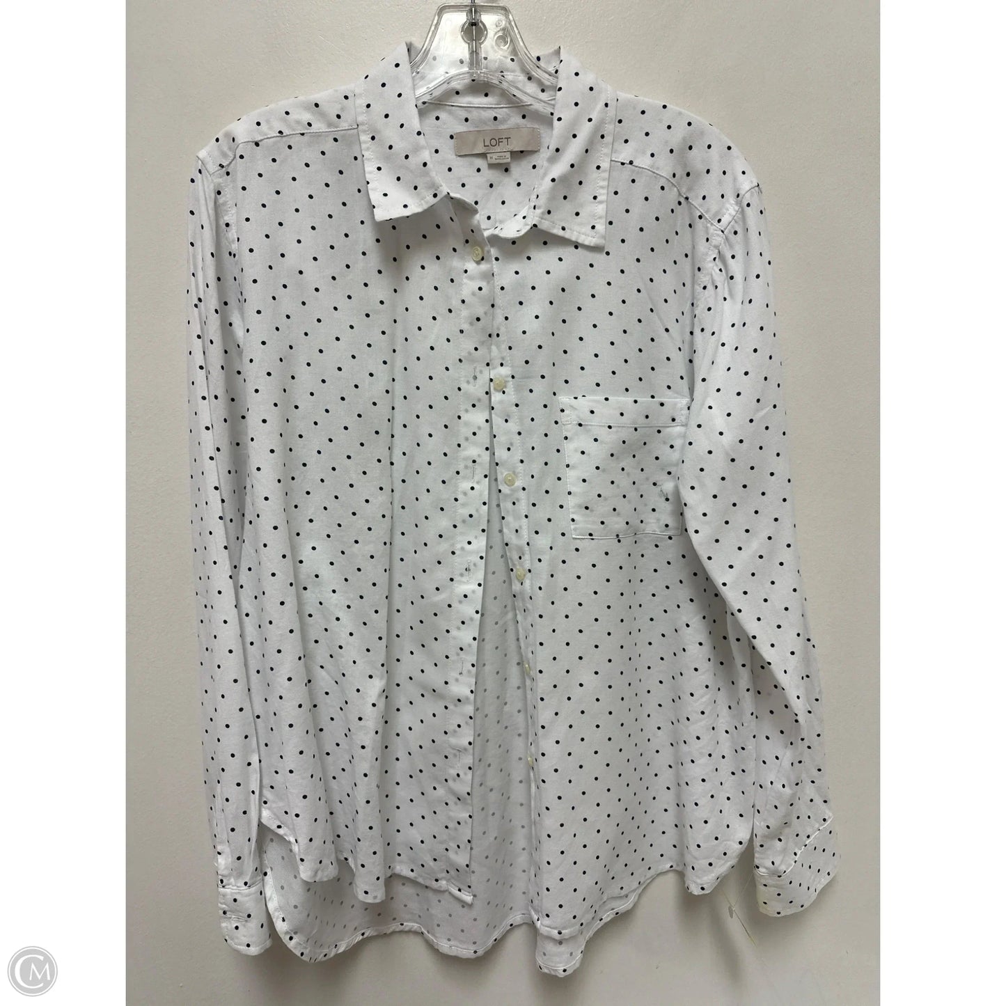 Top Long Sleeve By Loft In White, Size: M