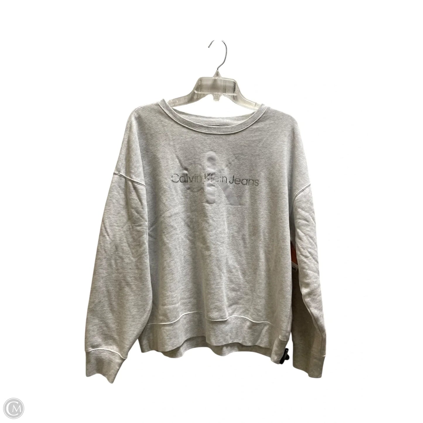 Sweatshirt Crewneck By Calvin Klein In Grey, Size: Xl
