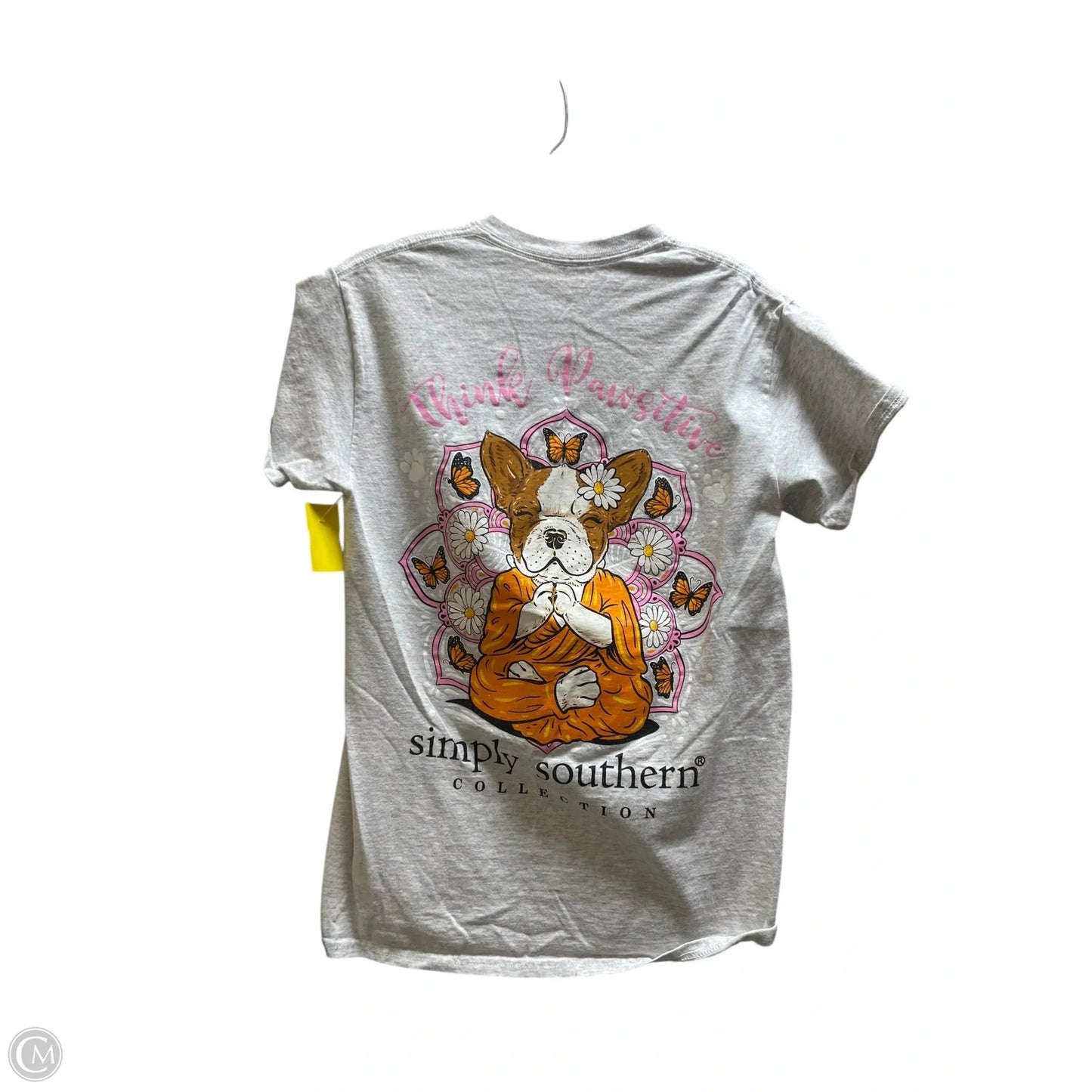 Top Short Sleeve By Simply Southern In Grey, Size: S