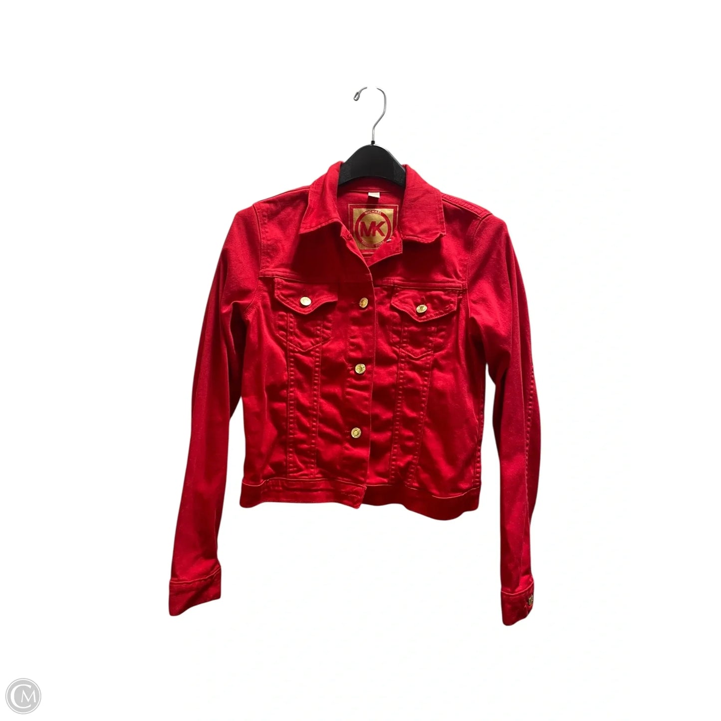 Jacket Designer By Michael Kors In Red Denim, Size: S