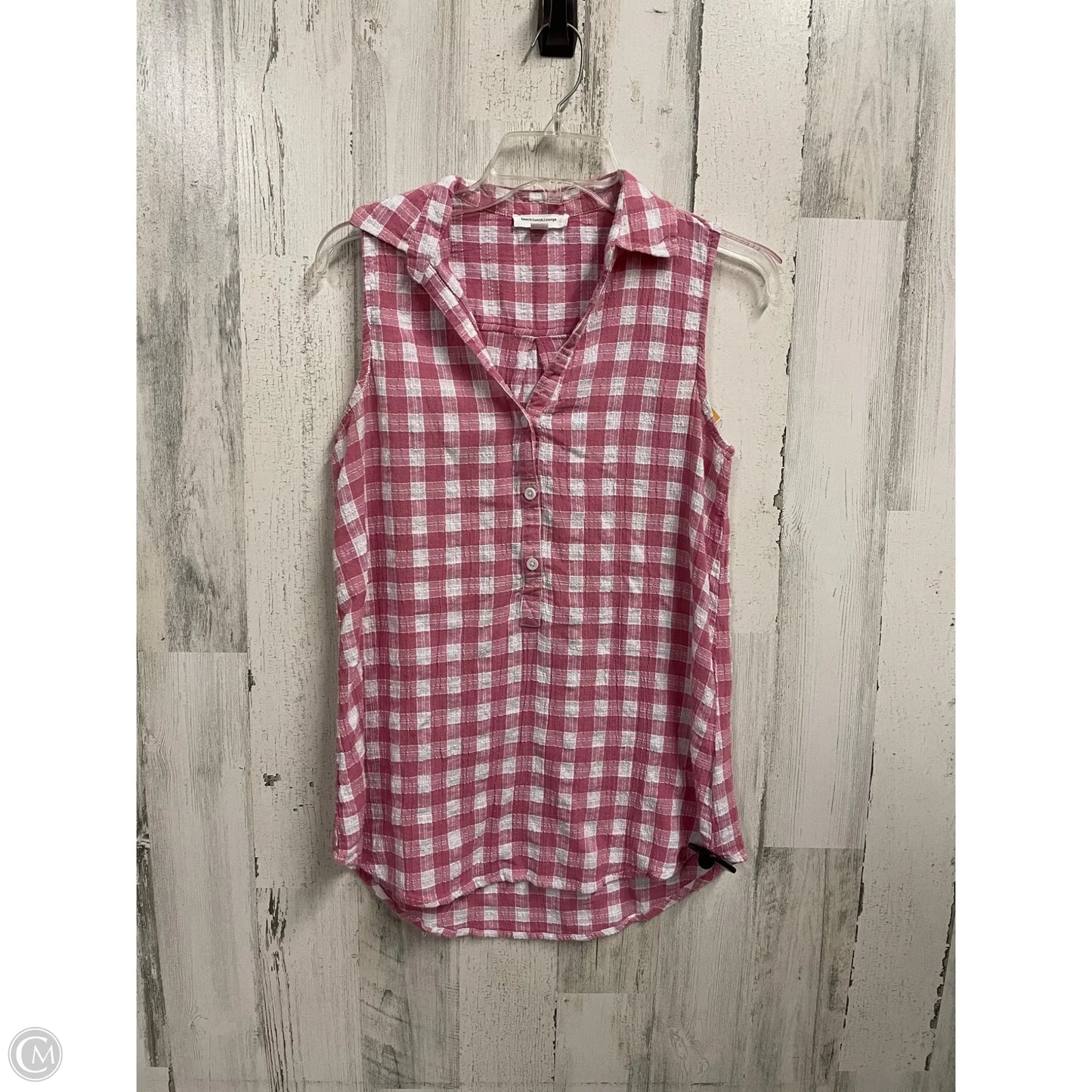Top Sleeveless By Beachlunchlounge In Pink & White, Size: S