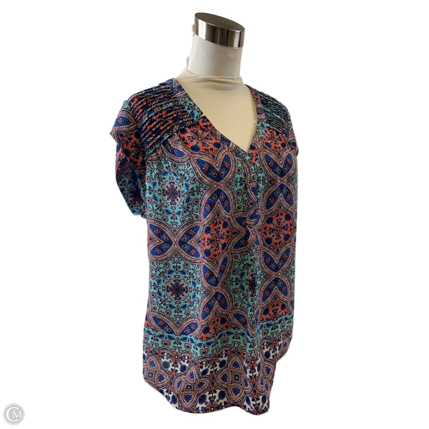 Top Short Sleeve Basic By Black Rainn In Blue & Orange, Size: S