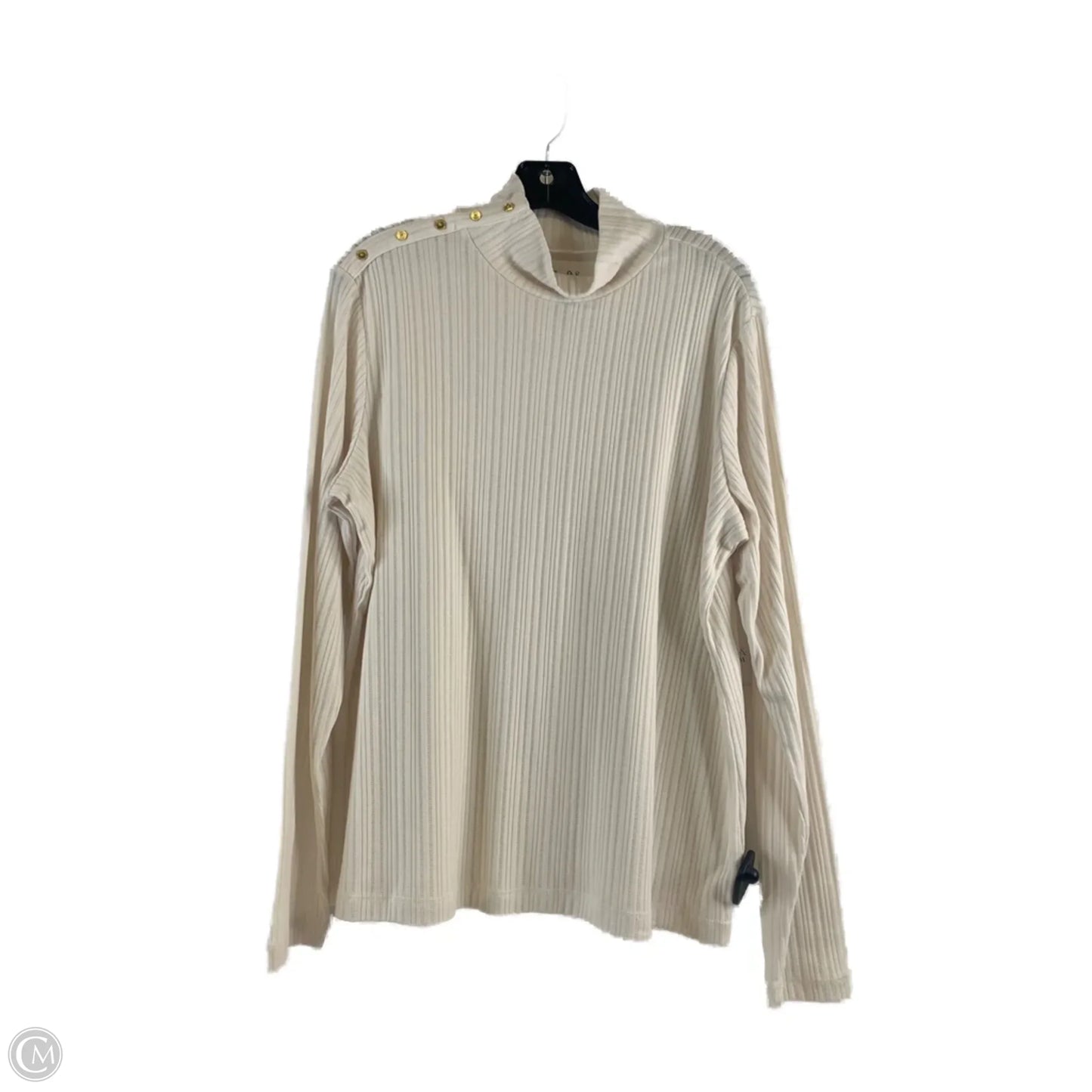 Top Long Sleeve Basic By Croft And Barrow In Ivory, Size: Xxl