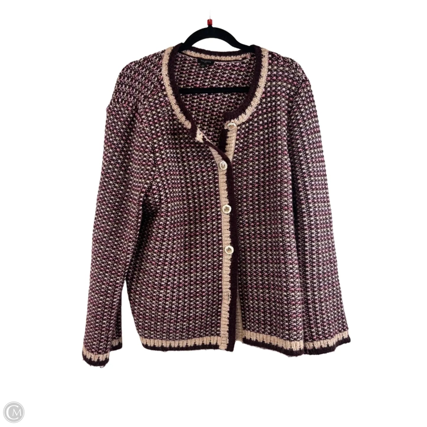 Sweater Cardigan By Talbots In Purple & Tan, Size: 2x