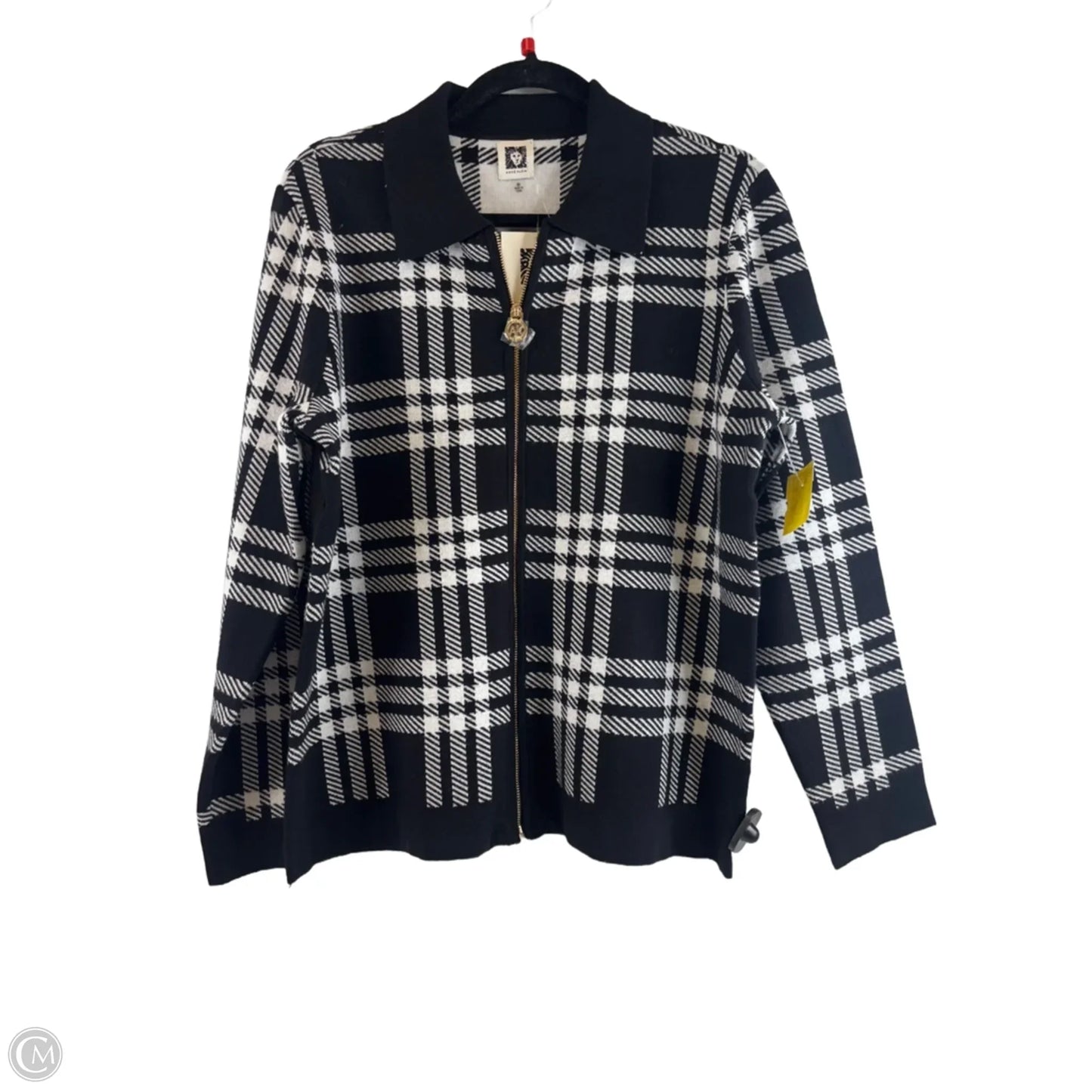 Sweater Cardigan By Anne Klein In Black & White, Size: M